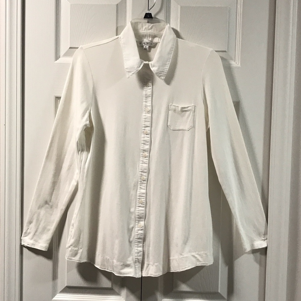 CAbi Crisp White Collared Button Down Shirt